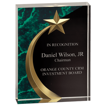 Green 6" Marble Square Shooting Star Acrylic