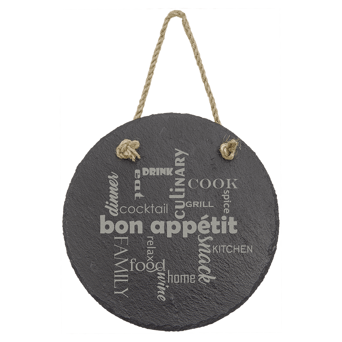 7" Round Slate Decor with Hanger String
