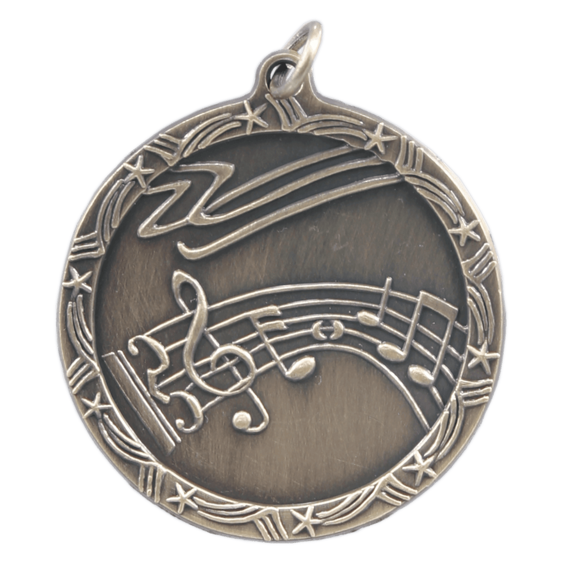 Antique Gold 1 3/4" Music Shooting Star Medal