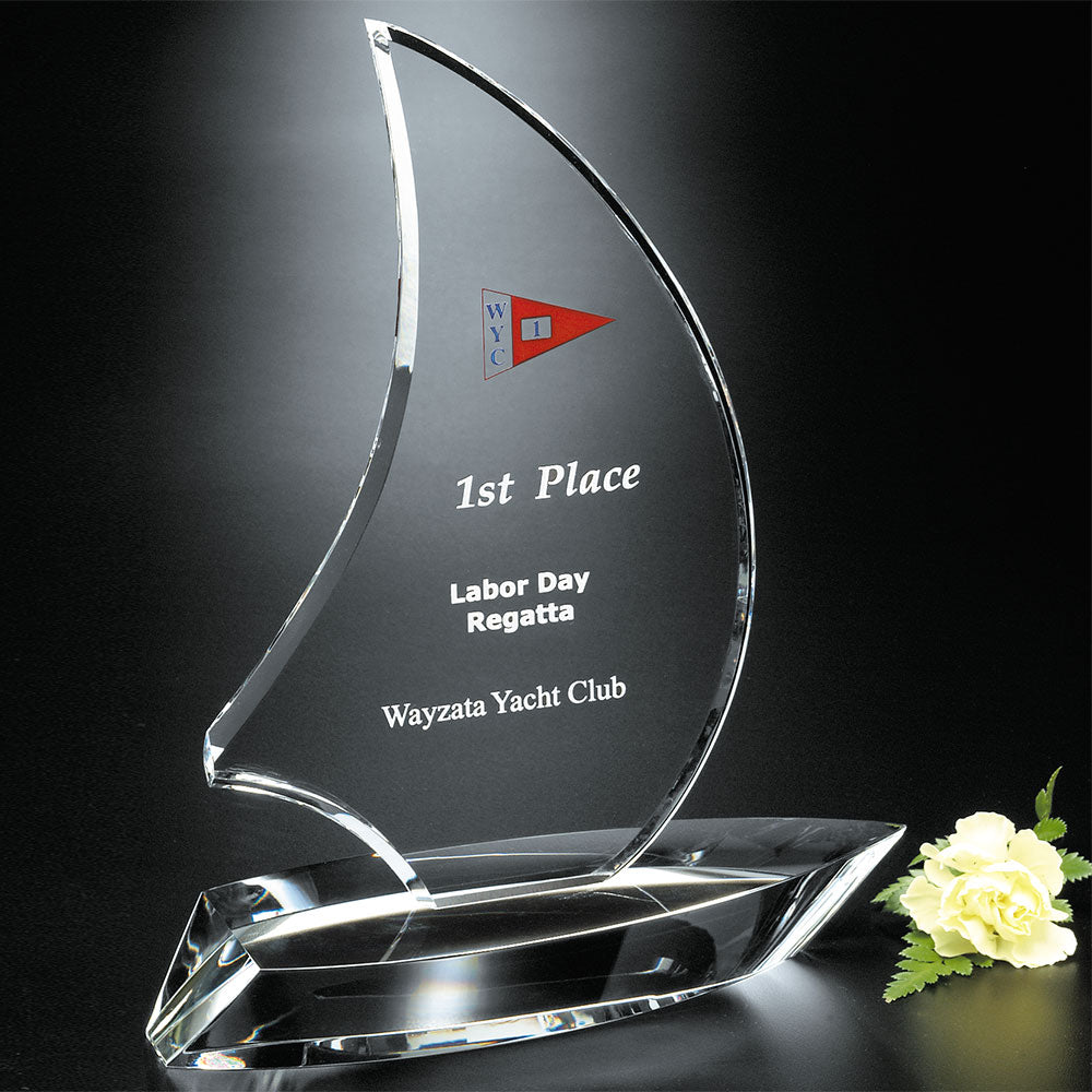 Sailboat Award 11"; sample personalization shown