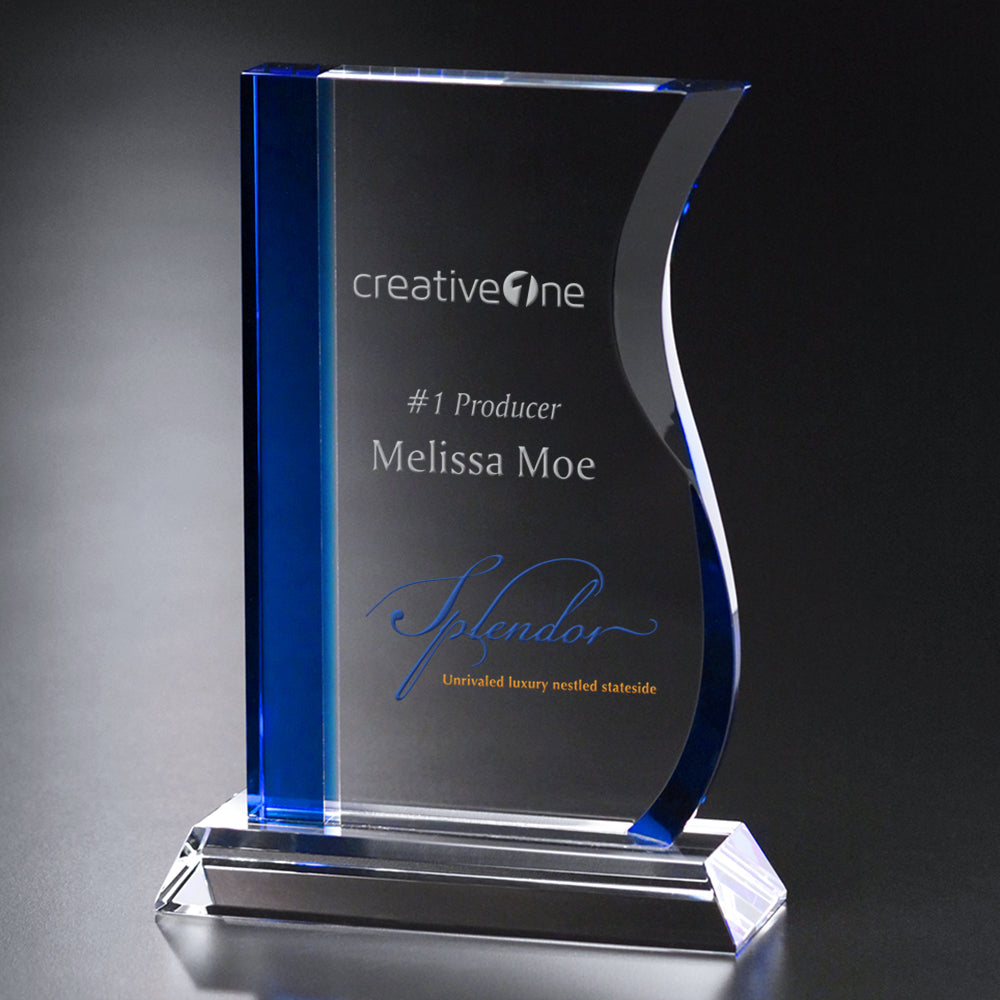 Saturn Indigo Award 8"; sample personalization shown