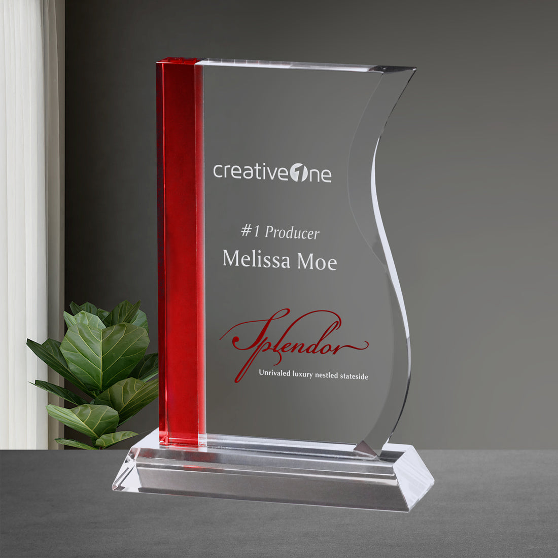 Saturn Ruby Award 8"; sample personalization shown
