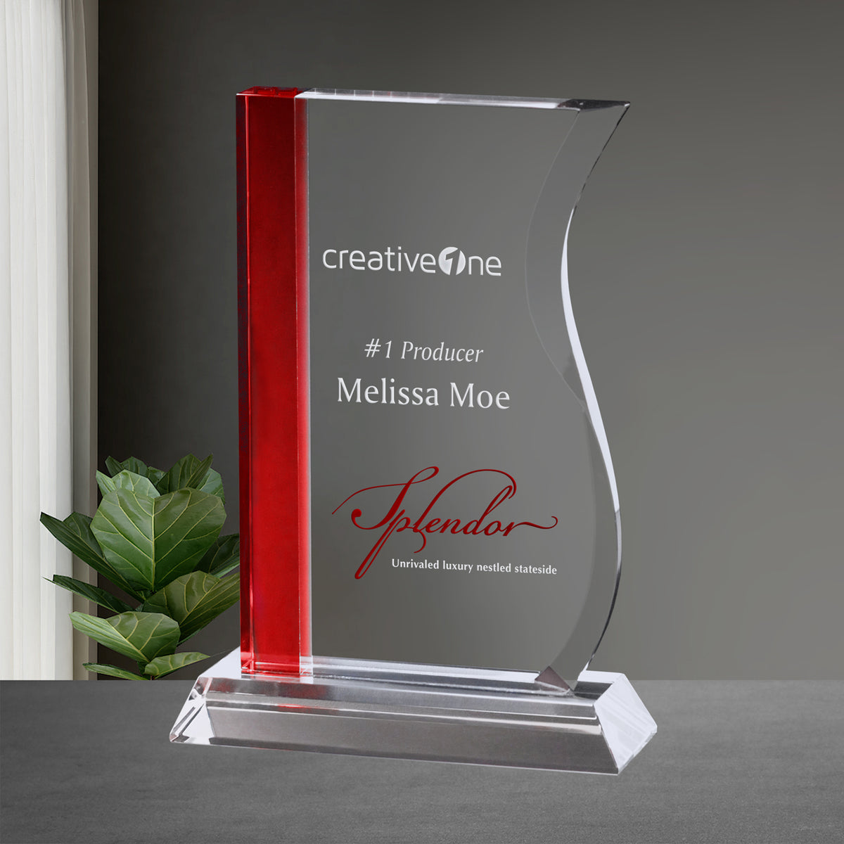 Saturn Ruby Award 8"; sample personalization shown