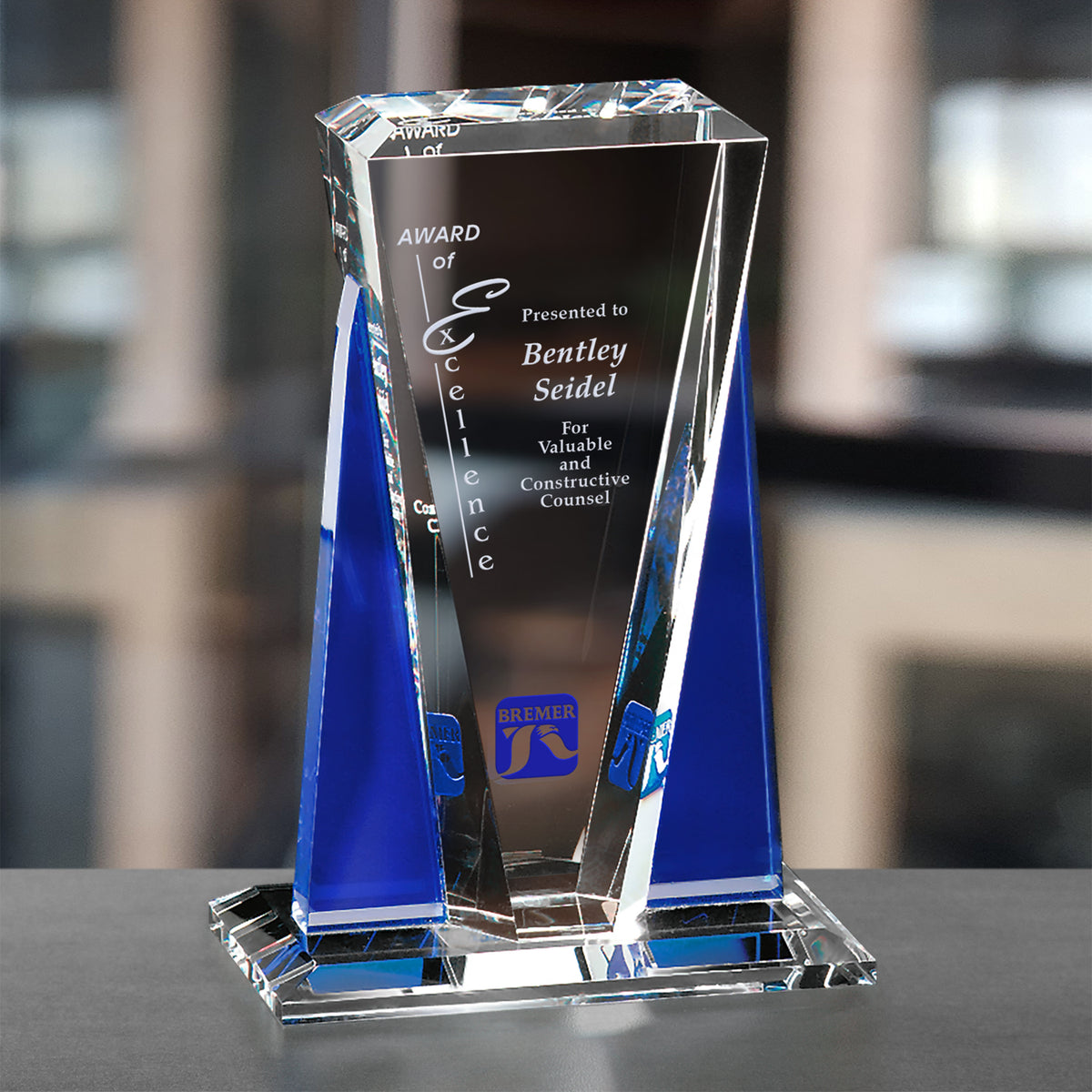 Sentinel Award 8-1/2"; sample personalization shown
