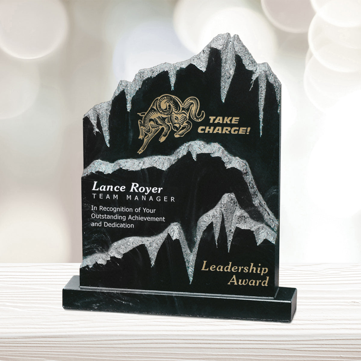 Shasta Peak 8-1/2"; sample personalization shown