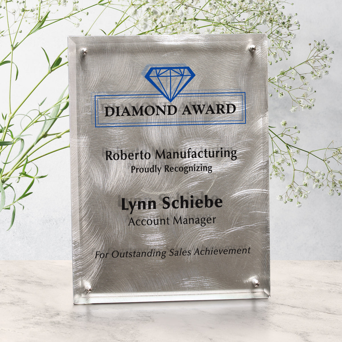 Silver Alloy Plaque 7" x 9"; sample personalization shown