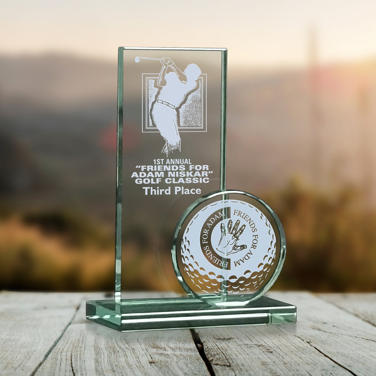 Sports Tower Award 7-1/2"; sample personalization shown