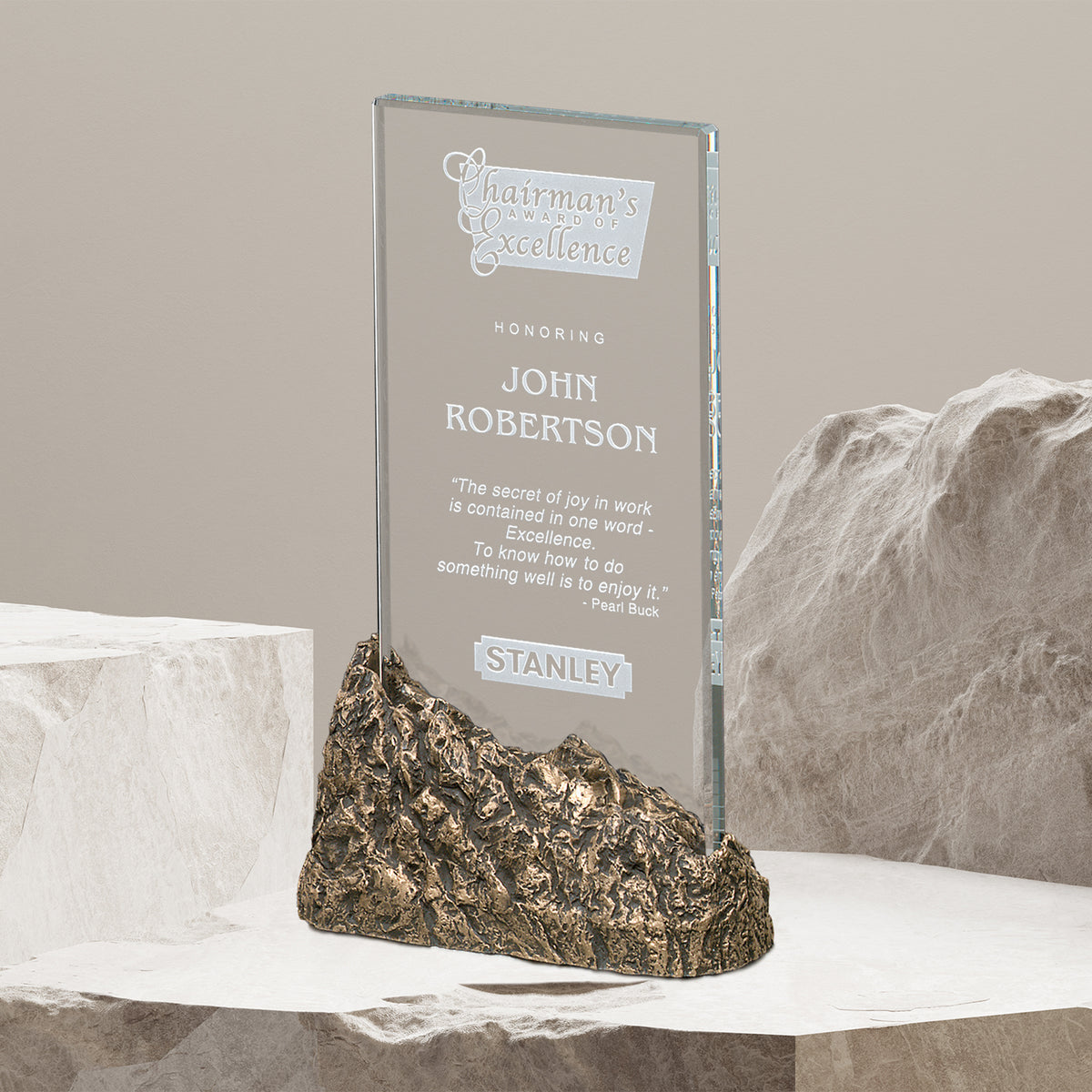Summit Stone Award 11"; sample personalization shown