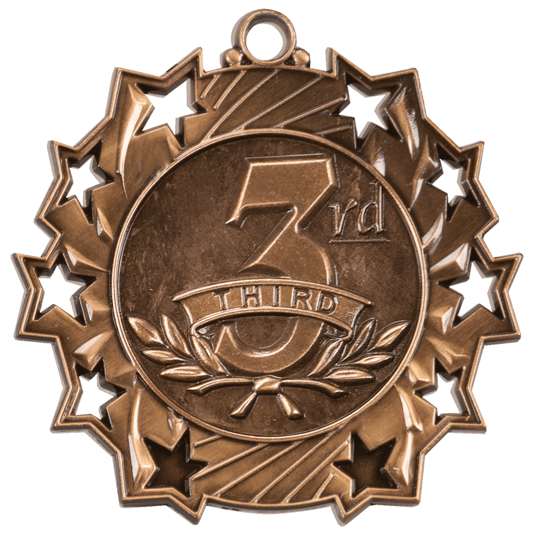 2 1/4" Antique Bronze 3rd Place Ten Star Medal