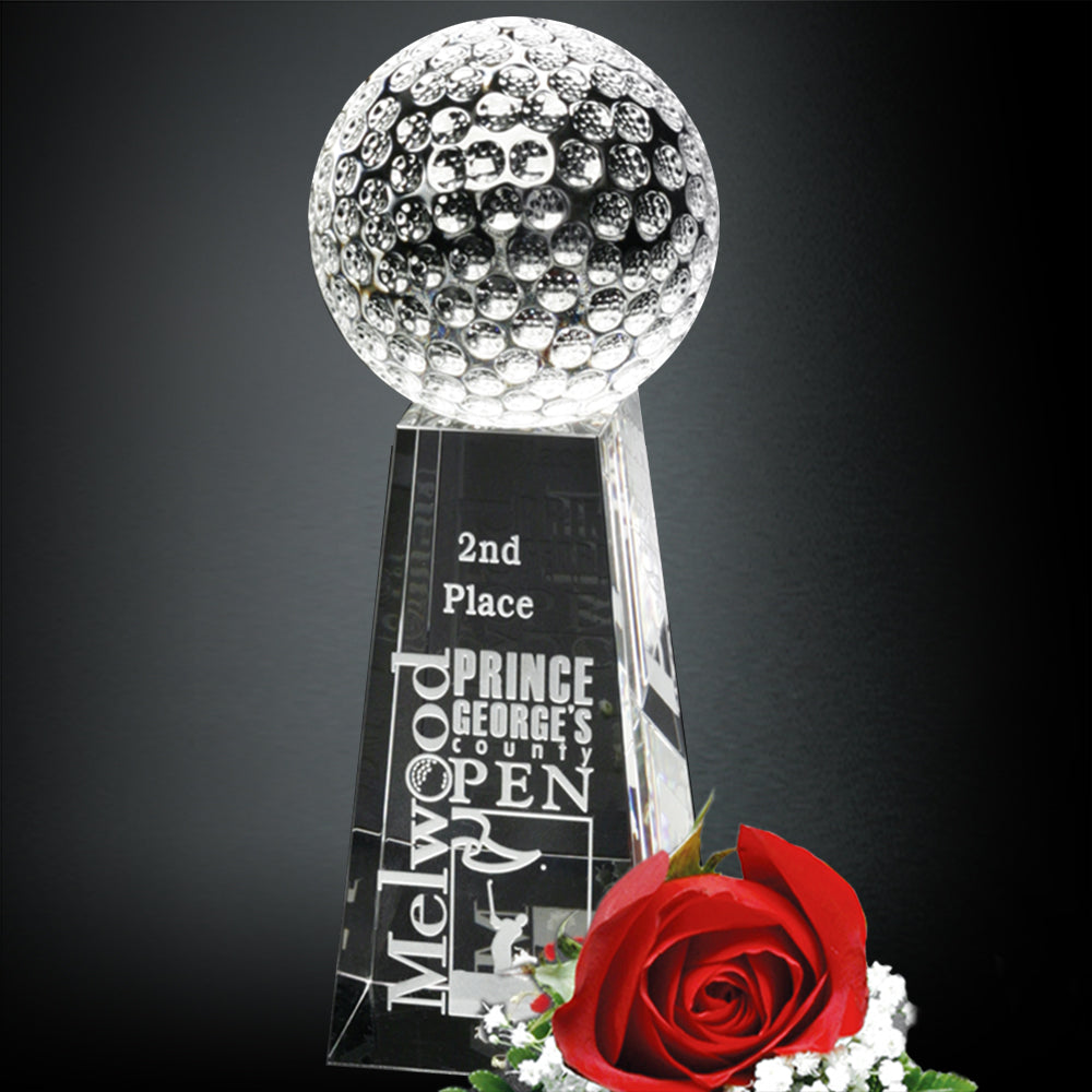 Tapered Golf Award 8"; sample personalization shown