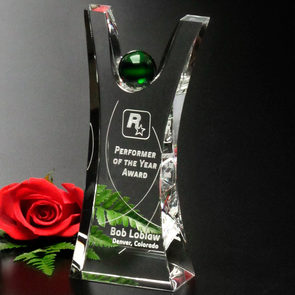 Triumphant Award 8"; sample personalization shown