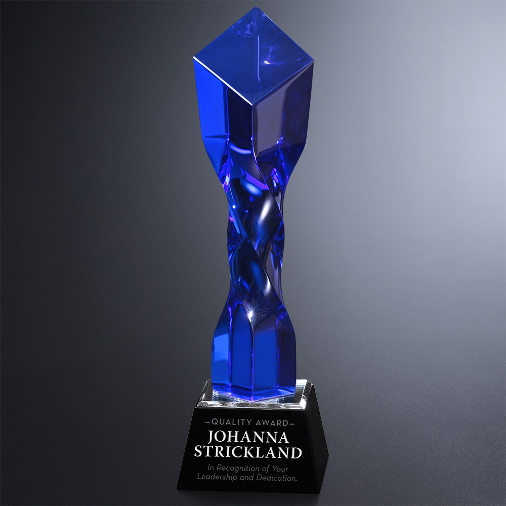 Twisted Diamond Indigo Award 11"; sample personalization shown