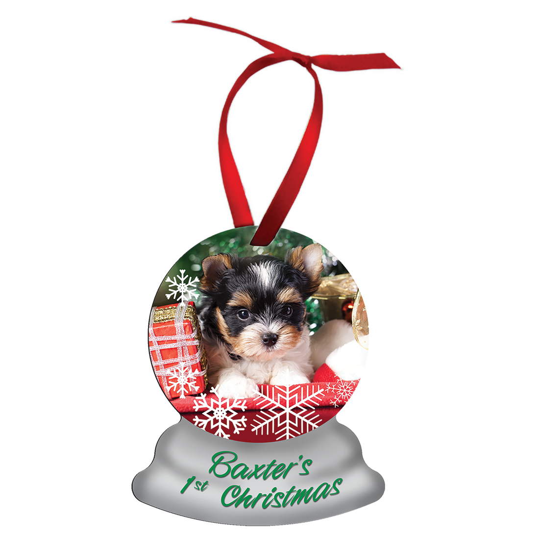3.75" x 3" 2 Sided Gloss White Aluminum Snow Globe Ornament