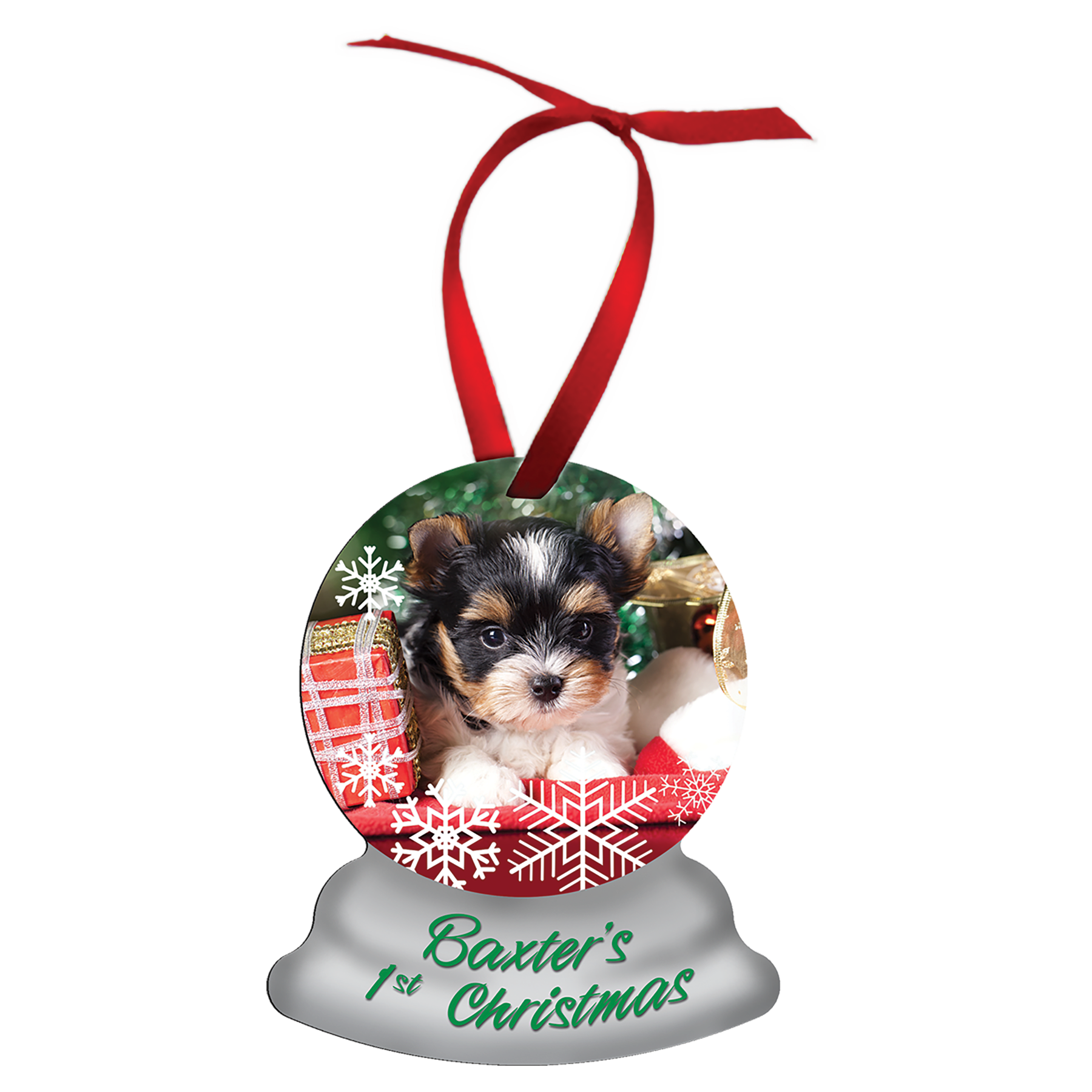 3.75" x 3" 2 Sided Gloss White Aluminum Snow Globe Ornament