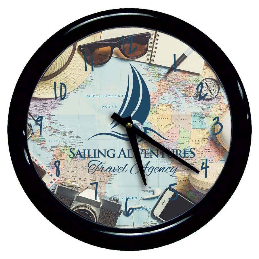 8.125" Unisub White Sublimatable Round Clock Kit with Black Frame and Lense