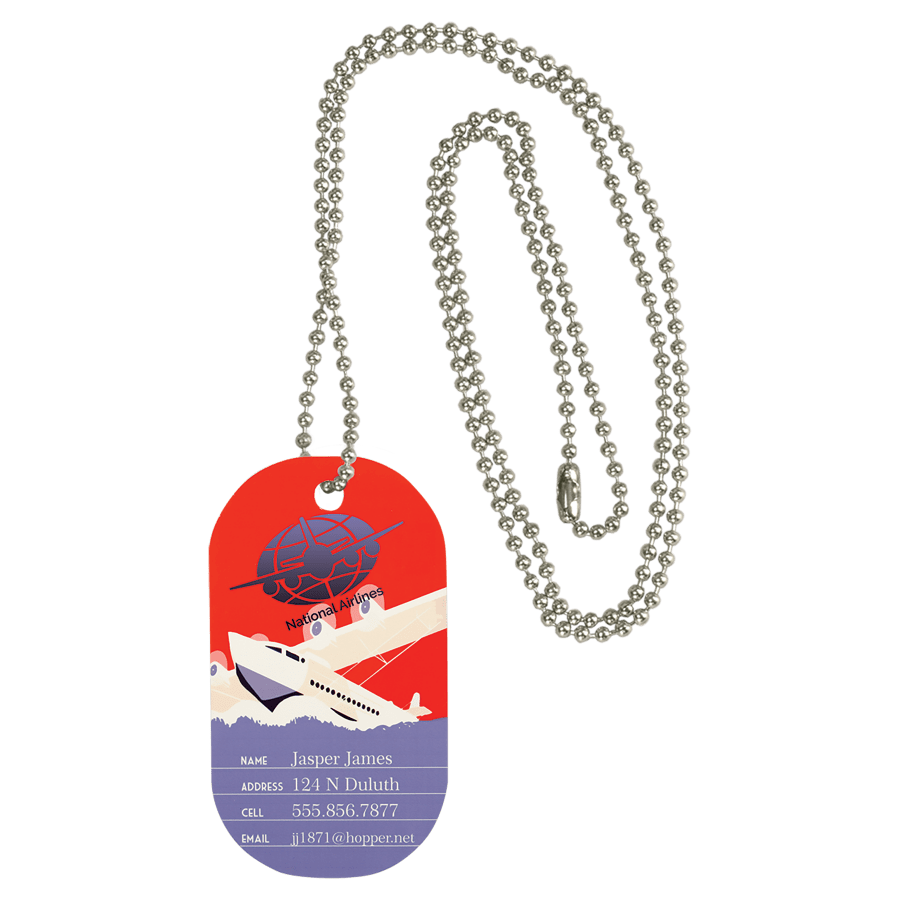1-Sided Gloss Aluminum Dog Tag with Chain