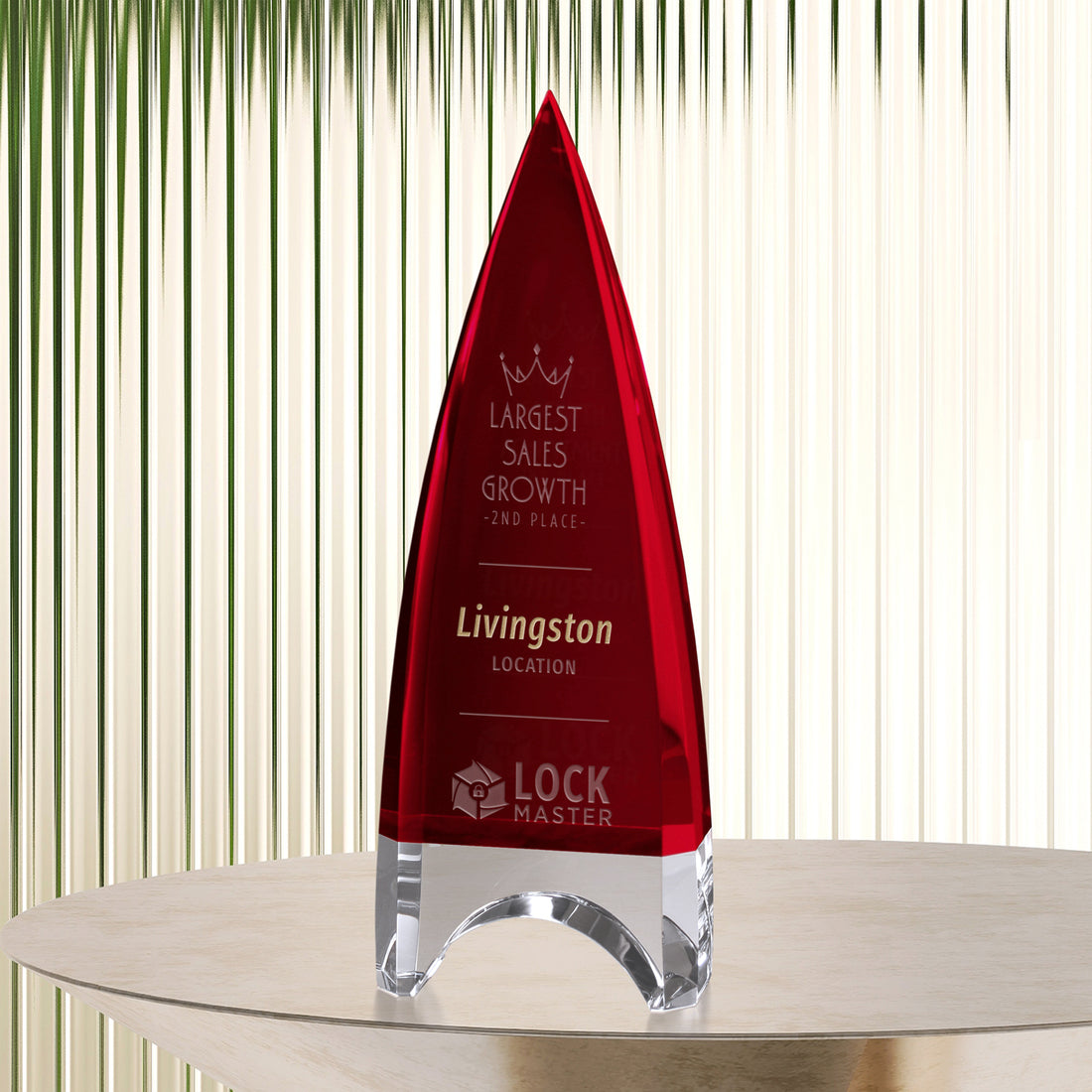 Vertex Ruby Award 7"; sample personalization shown