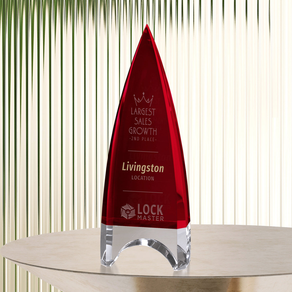 Vertex Ruby Award 9"; sample personalization shown