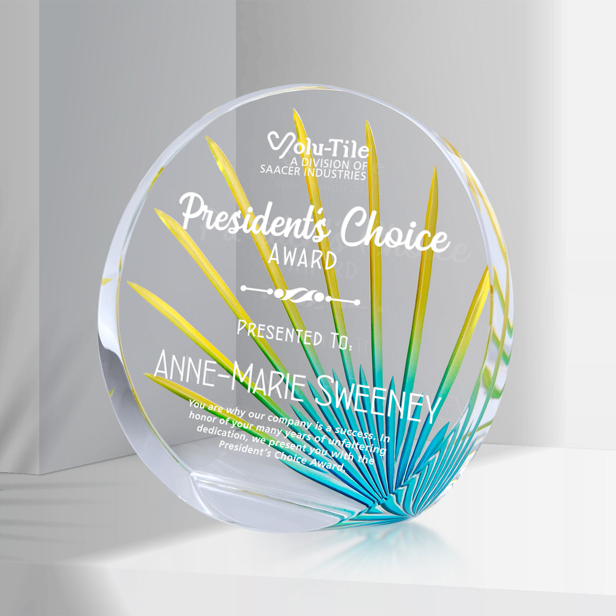 Vibrance Circle 6"; sample personalization shown