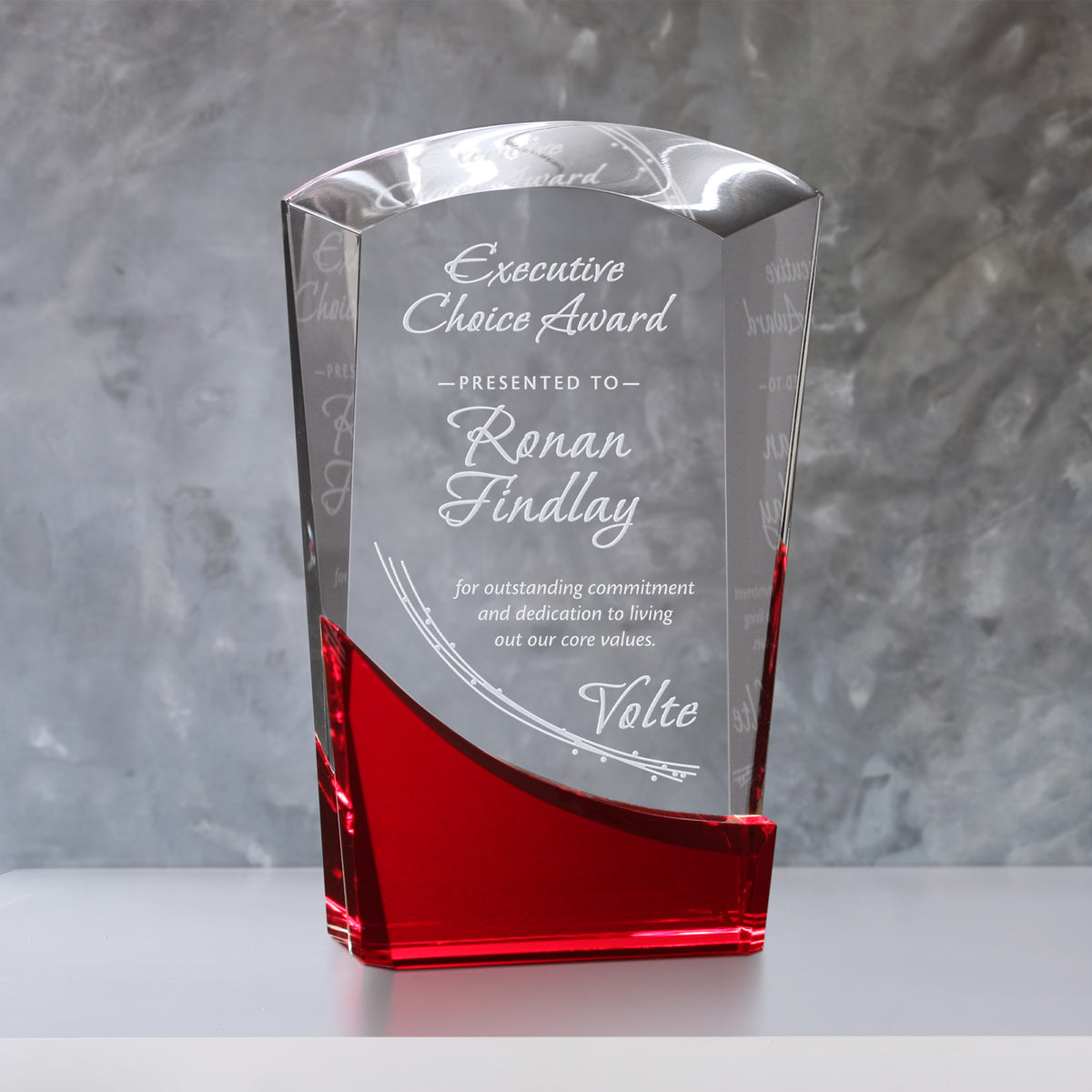 Wellton Ruby Award 6"; sample personalization shown