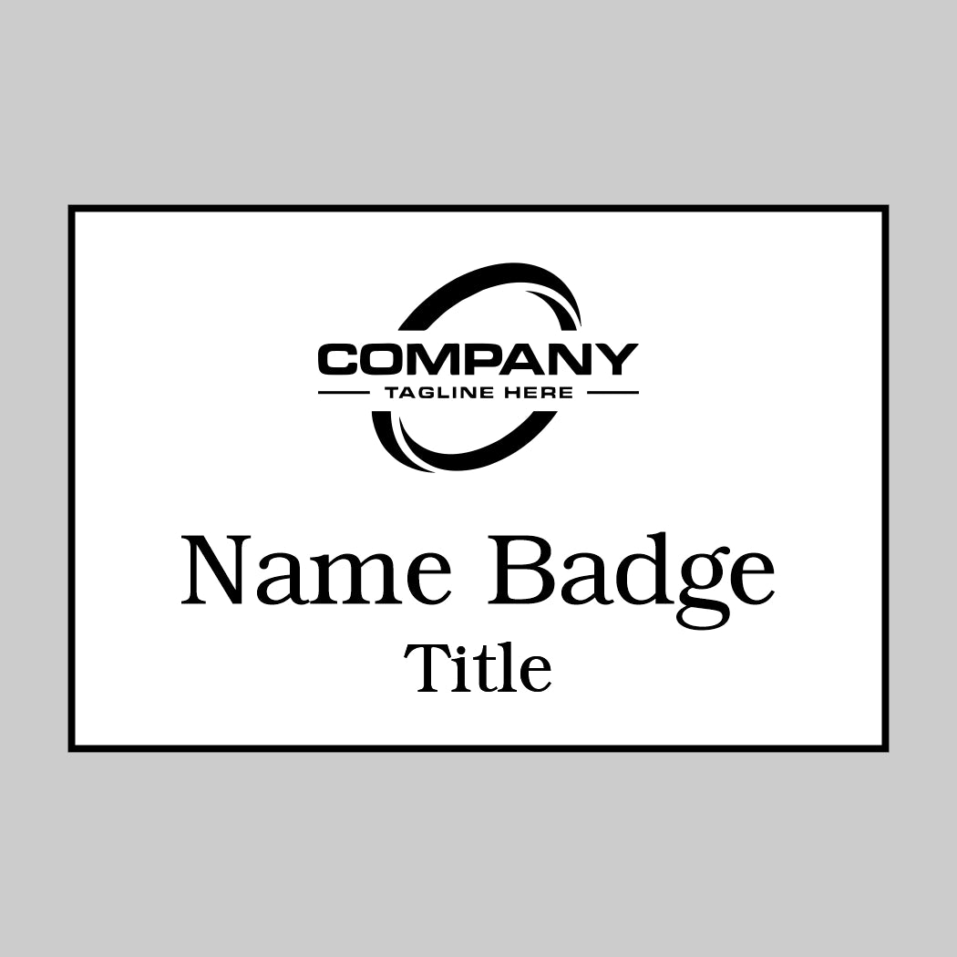 3x1 Blue on White Name Tag Pin Back