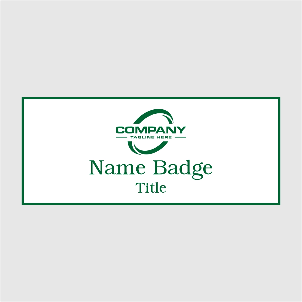 3X1.25 White on Green Name Tag Double Post Backing
