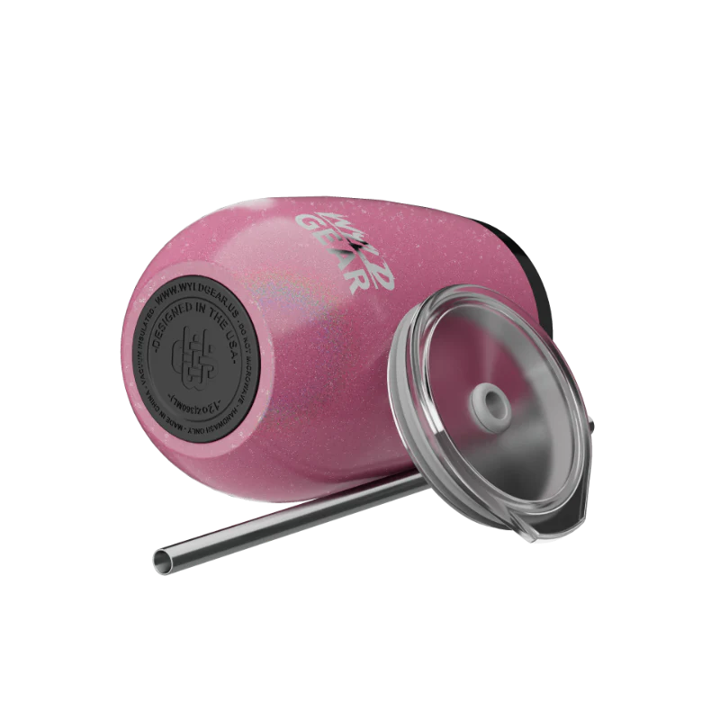 Underside of 12oz Wyld Whiskey & Wine Tumbler Pink Rainbow