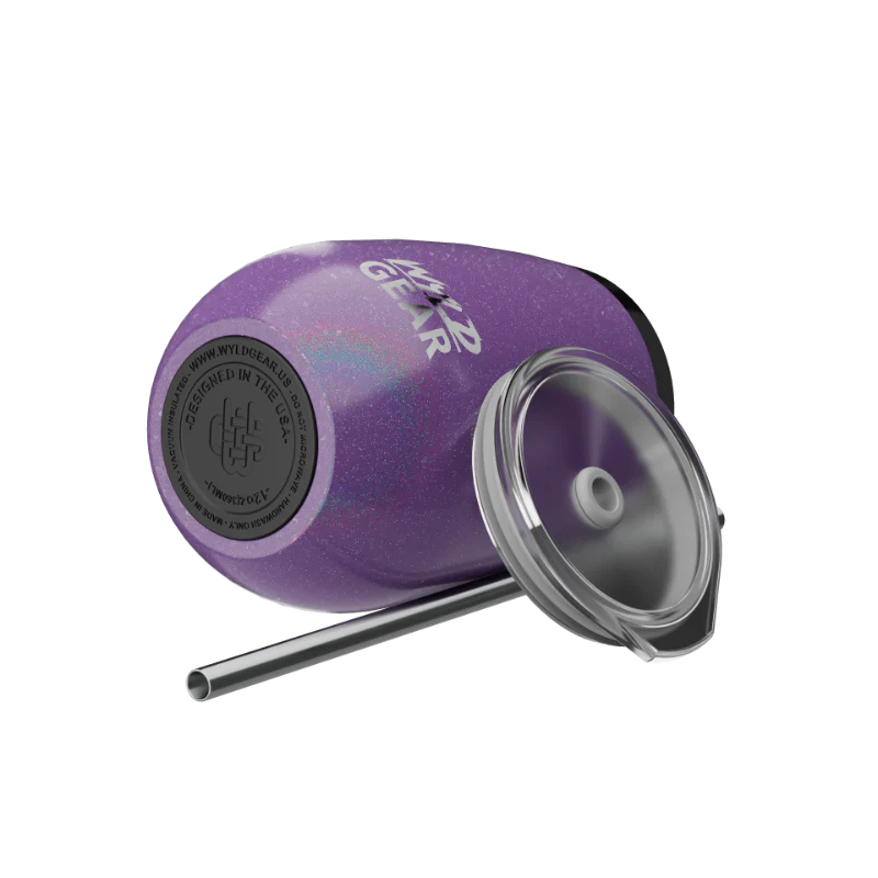 Underside of 12oz Wyld Whiskey & Wine Tumbler Purple Rainbow