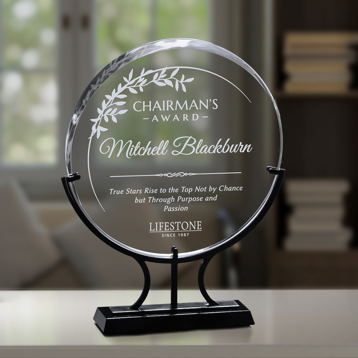 Wright Circle 10-3/4"; sample personalization shown