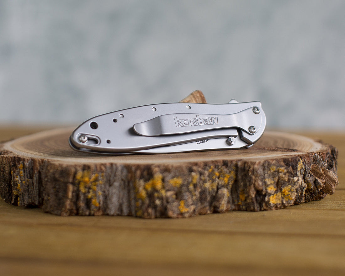 Engraved Kershaw Leek Serrated Blade Pocket Knife