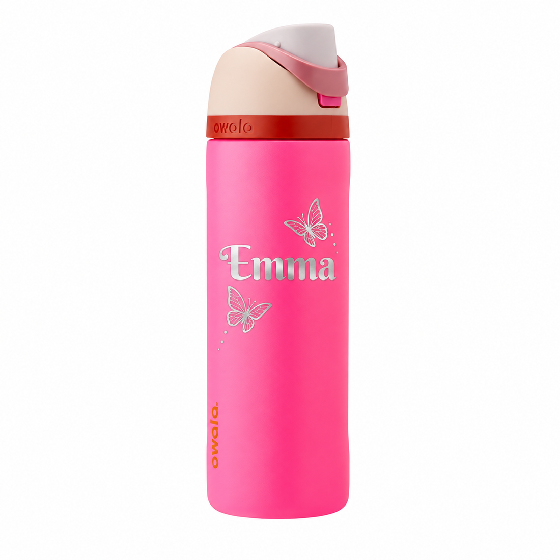 Owala 24 Can You See Me with sample laser engraving: Emma