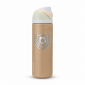 Owala 24 Muddy Buddy with sample laser engraving: original generic soccer team emblem: soccer ball inside a shield framed by laurel; no text