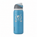 Owala 32 Blue Oasis with sample laser engraving: golf gift graphic: crossed golf clubs, golf ball on a tee, small laurel; no text