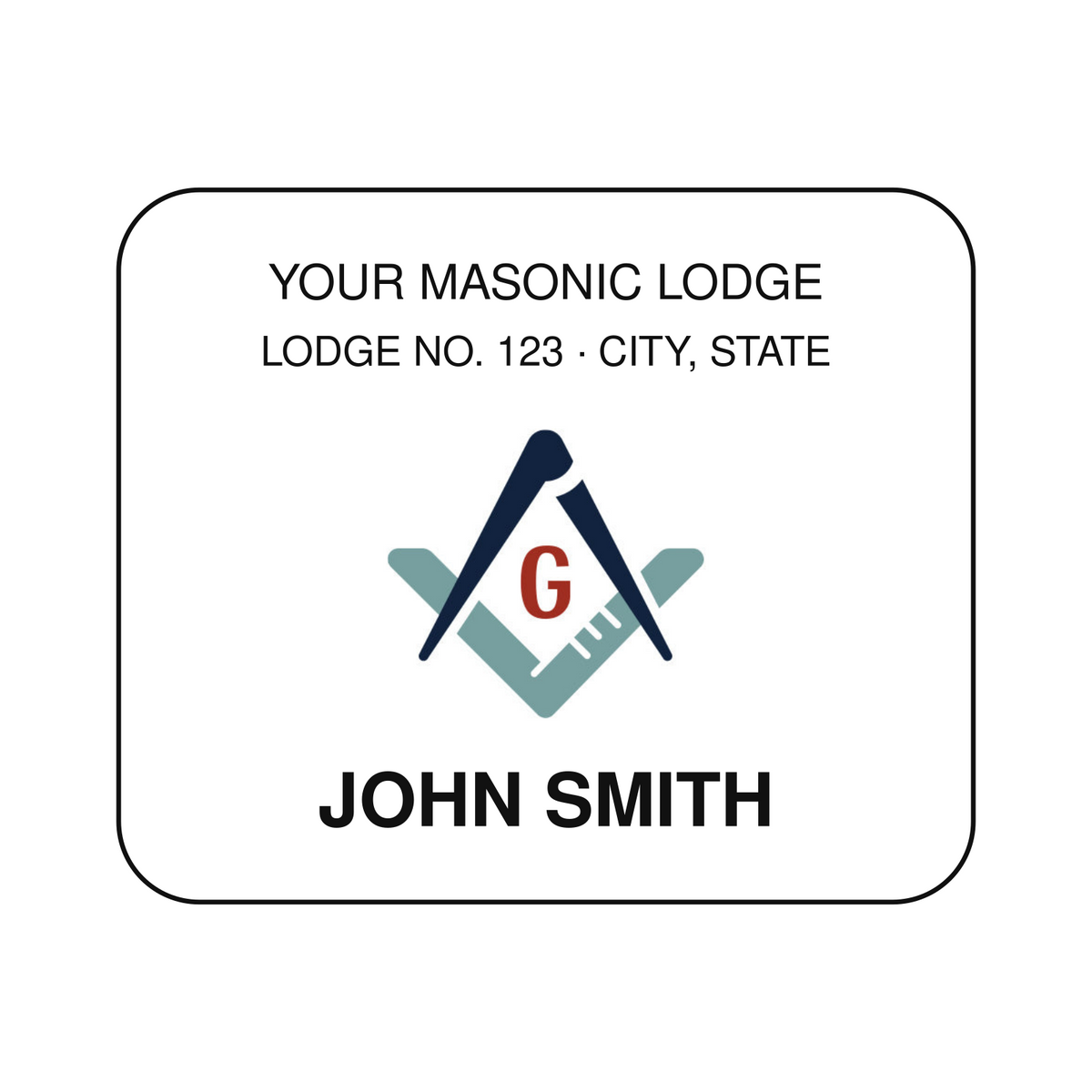 Personalized Masonic Lodge Name Tag — 3 × 2.5 inches