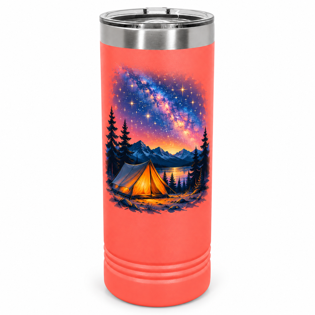Polar Camel 22 oz. Coral Skinny Tumbler with Slider Lid — sample UV print