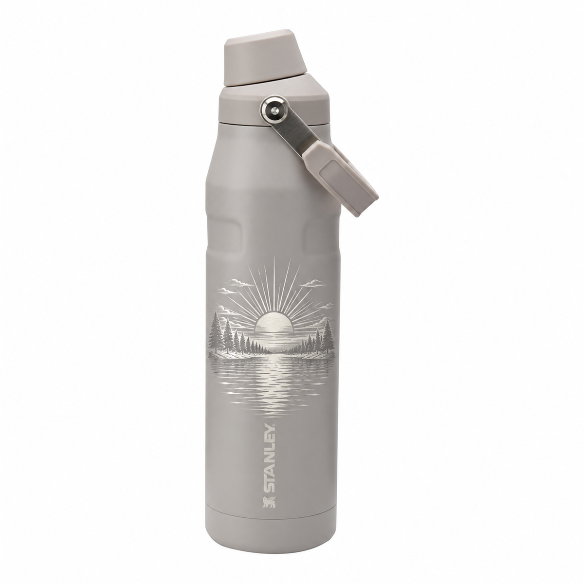 Stanley Fast Flow 36oz Ash — sample laser engraving
