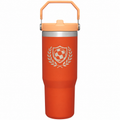 Stanley IceFlow 30 Tigerlily with sample laser engraving: soccer ball within shield and laurel
