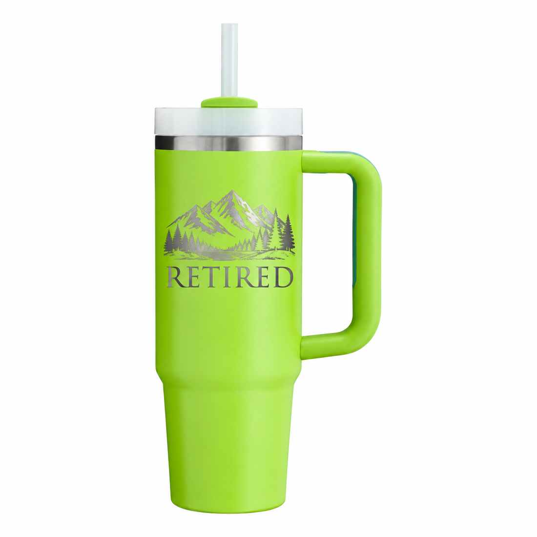 Stanley Q30 Bright Lime with sample laser engraving: RETIRED