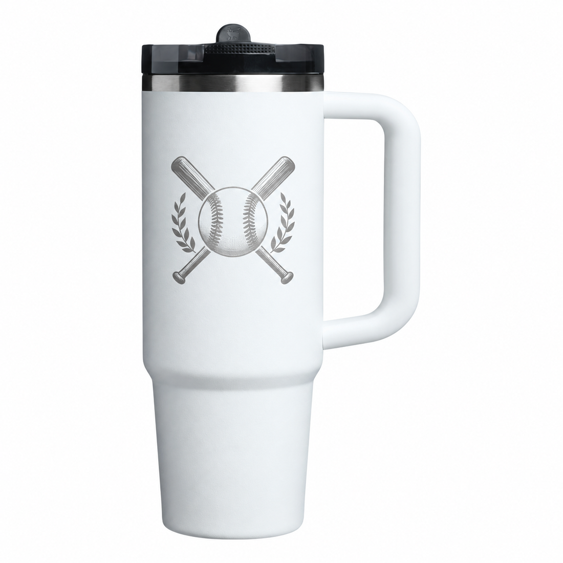 Stanley Q30 ProTour Chalk with sample laser engraving: baseball with crossed bats and small laurel