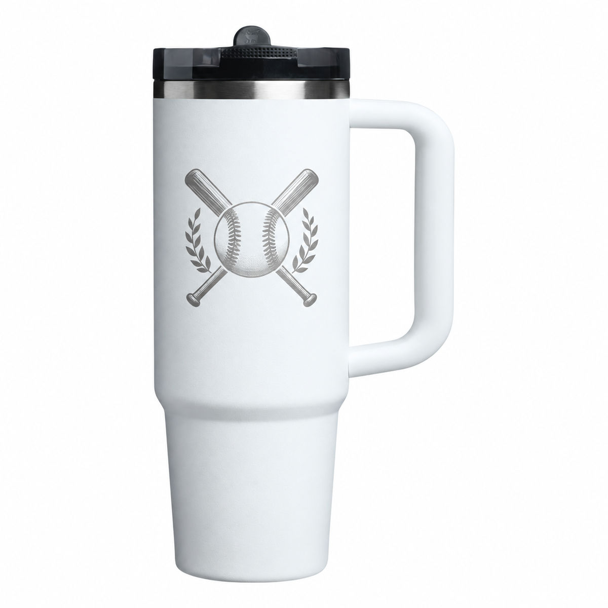Stanley Q30 ProTour Chalk with sample laser engraving: baseball with crossed bats and small laurel