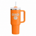 Stanley Quencher 40 Golden Rod with sample laser engraving: COACH