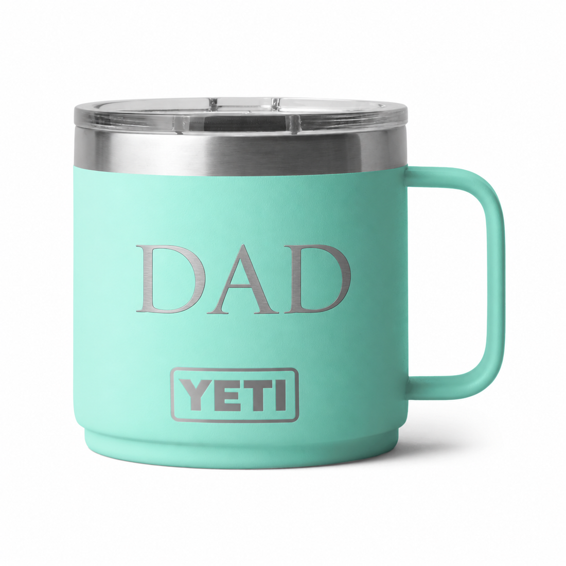YETI 14 oz Mug Seafoam — sample personalized laser engraving