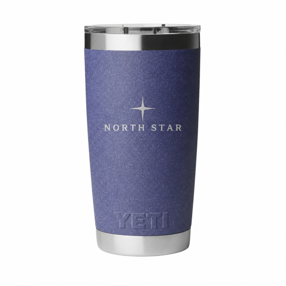 YETI 20 oz moon tumbler with example North Star generic logo. Actual personalization varies.
