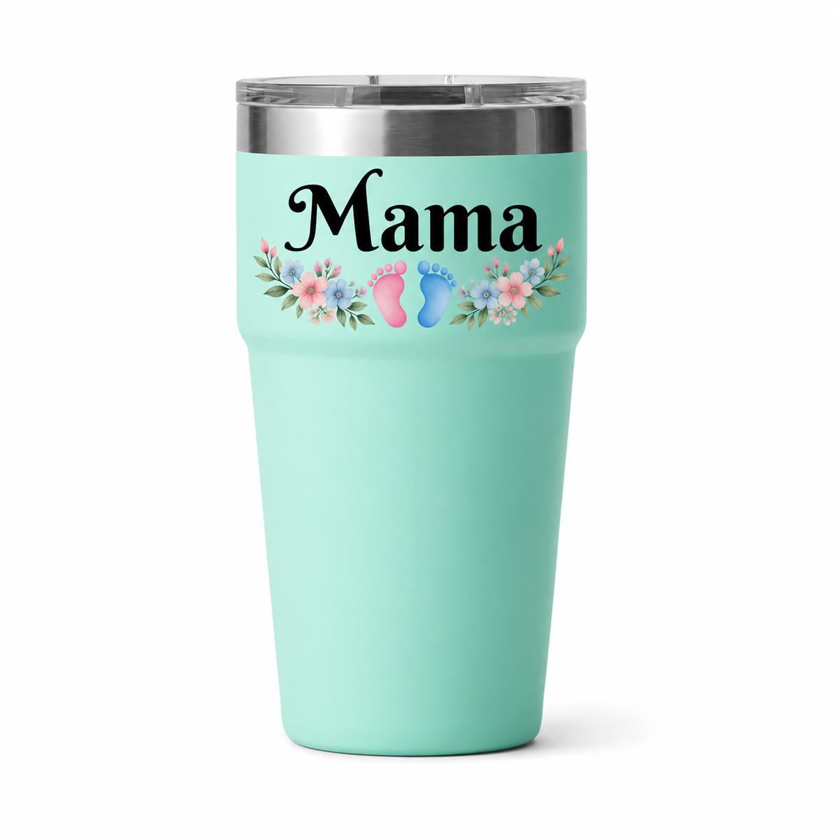 YETI 20 oz Stackable Seafoam with sample full-color UV printing: Mama