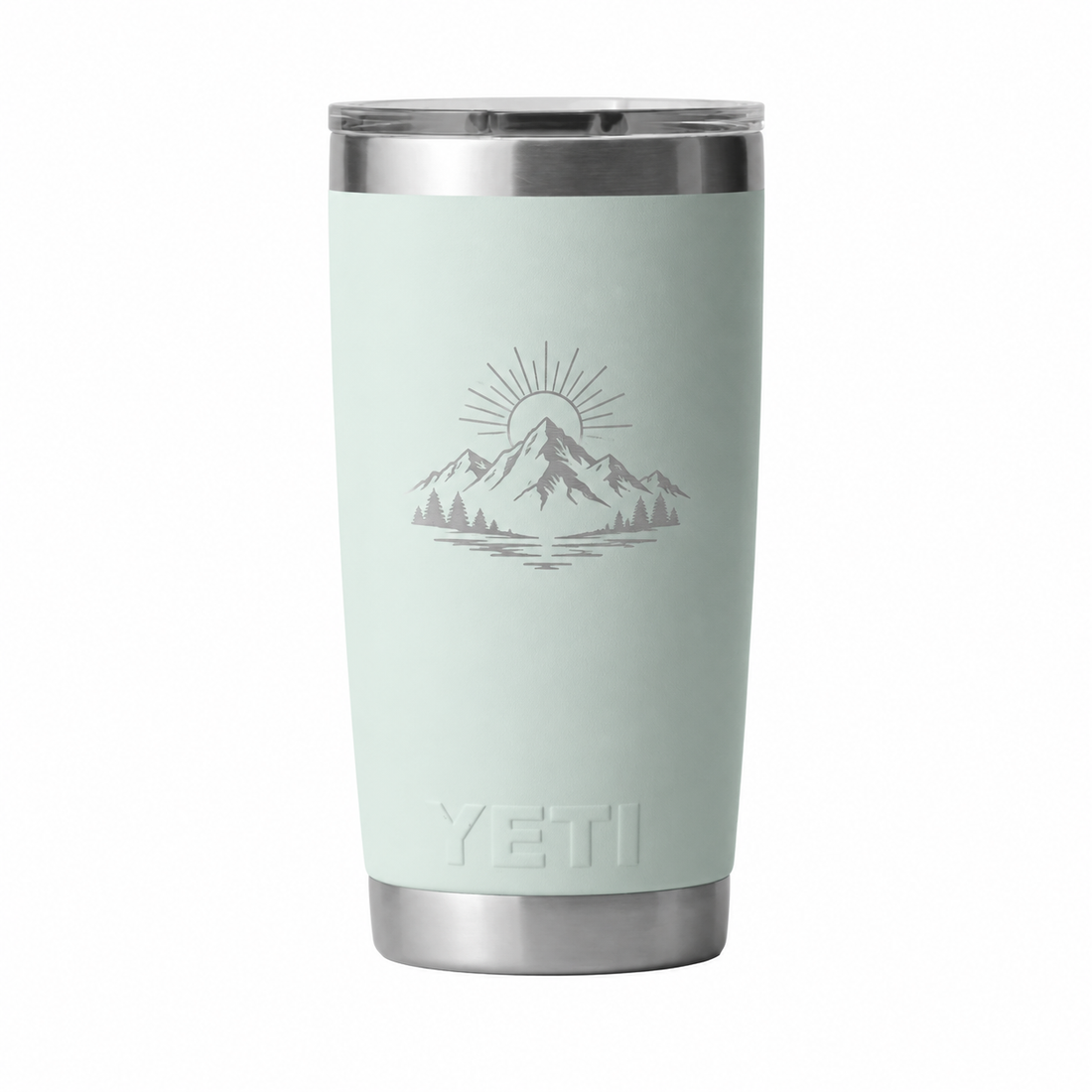 YETI 20 oz stainless oak leaf example engraving. Actual personalization varies.