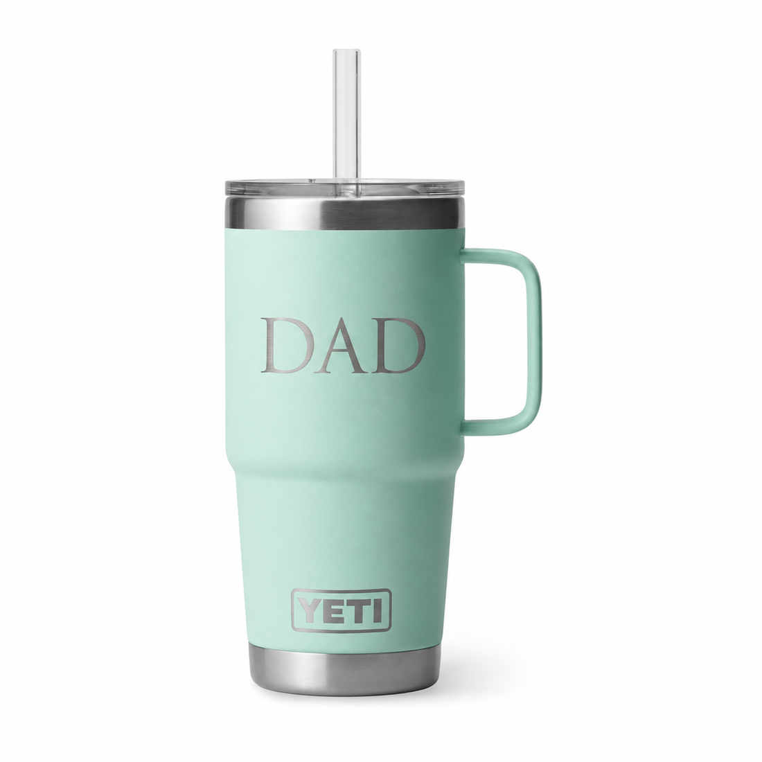 YETI 25 oz Mug Seafoam — sample personalized laser engraving