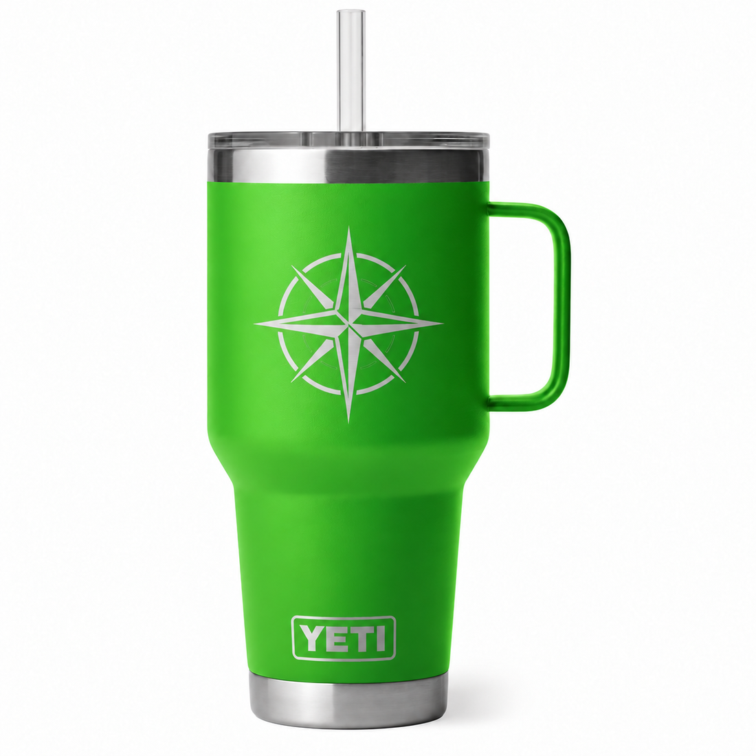 YETI 35 oz Travel Canopy Green — sample laser engraving