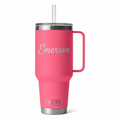 YETI 42 oz Tropical Pink Travel — sample personalized laser engraving