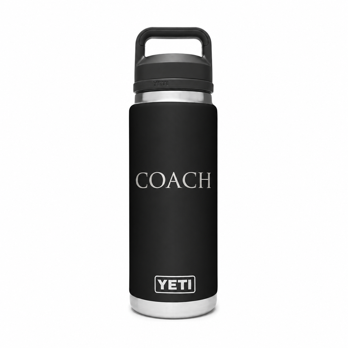 YETI Bottle Black 26 oz — sample personalized laser engraving