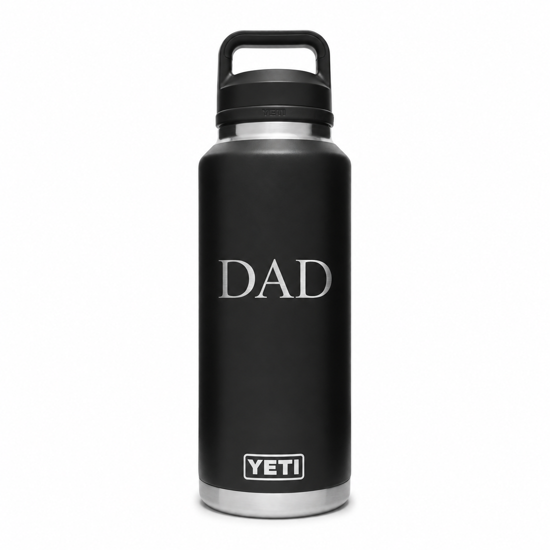 YETI Bottle Black 46 oz — sample personalized laser engraving